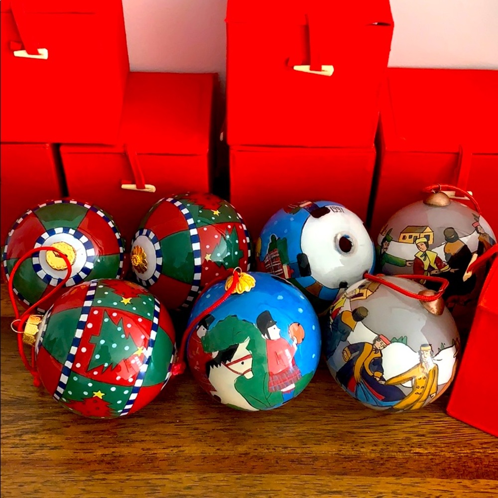 Bundle of 7 Li Bien Glass Painted Ornaments